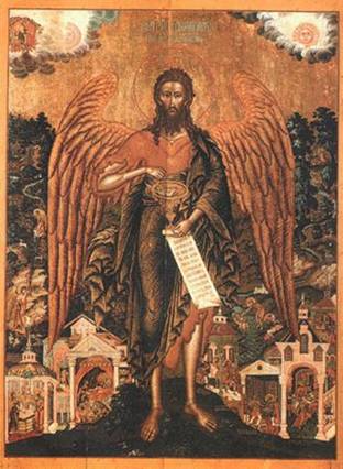 Иоанн Предтеча - Ангел пустыни с житием. Икона XVIII века
