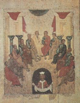 Сошествие Святого Духа на апостолов. Икона. Середина XV века. 